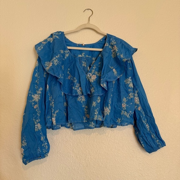 NWOT Free People Camilla Printed Blouse Cropped Top - Picture 4 of 12